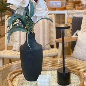 Florero Cerámica Negro Alto