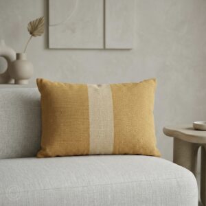 Almohadón Algodón Mostaza Combinado Rectangular