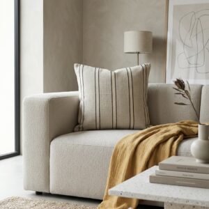 Almohadón Algodón Raya Cuadrado Gris|Negro|Natural