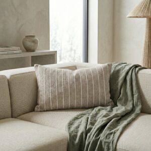 Almohadón Algodón Tostado Raya Rectangular