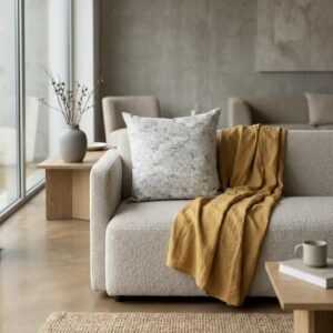 Almohadón Tela Tapicería Premium Jaspeado Gris