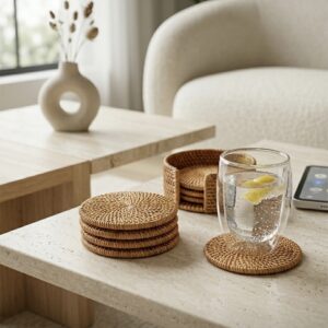 Apoya Vasos Bety Rattan Set x 6