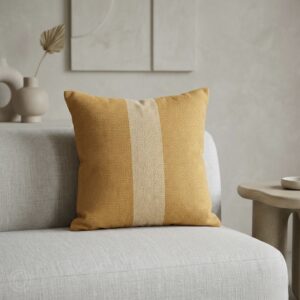 Almohadón Algodón Mostaza Combinado cuadrado