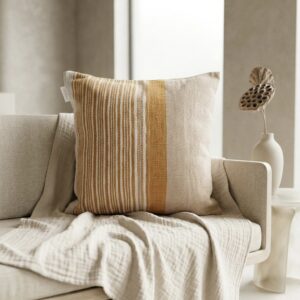 Almohadón Algodón Raya Beige y Tostado Cuadrado