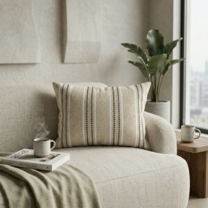 Almohadón Algodón Raya Gris rectangular