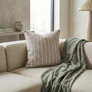 Almohadón Algodón Tostado Raya Cuadrado