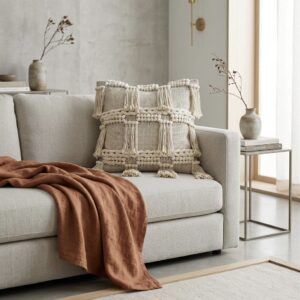 Funda Almohadón Rústico Combinado flecos